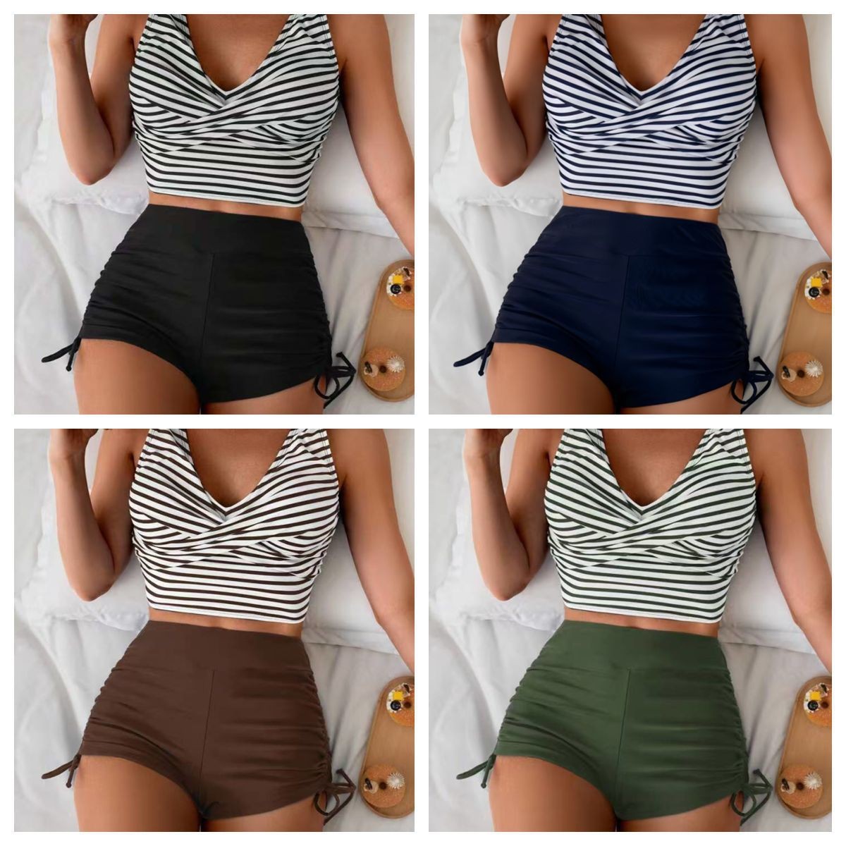 Tops - Dames badmode bikini crop top hoge