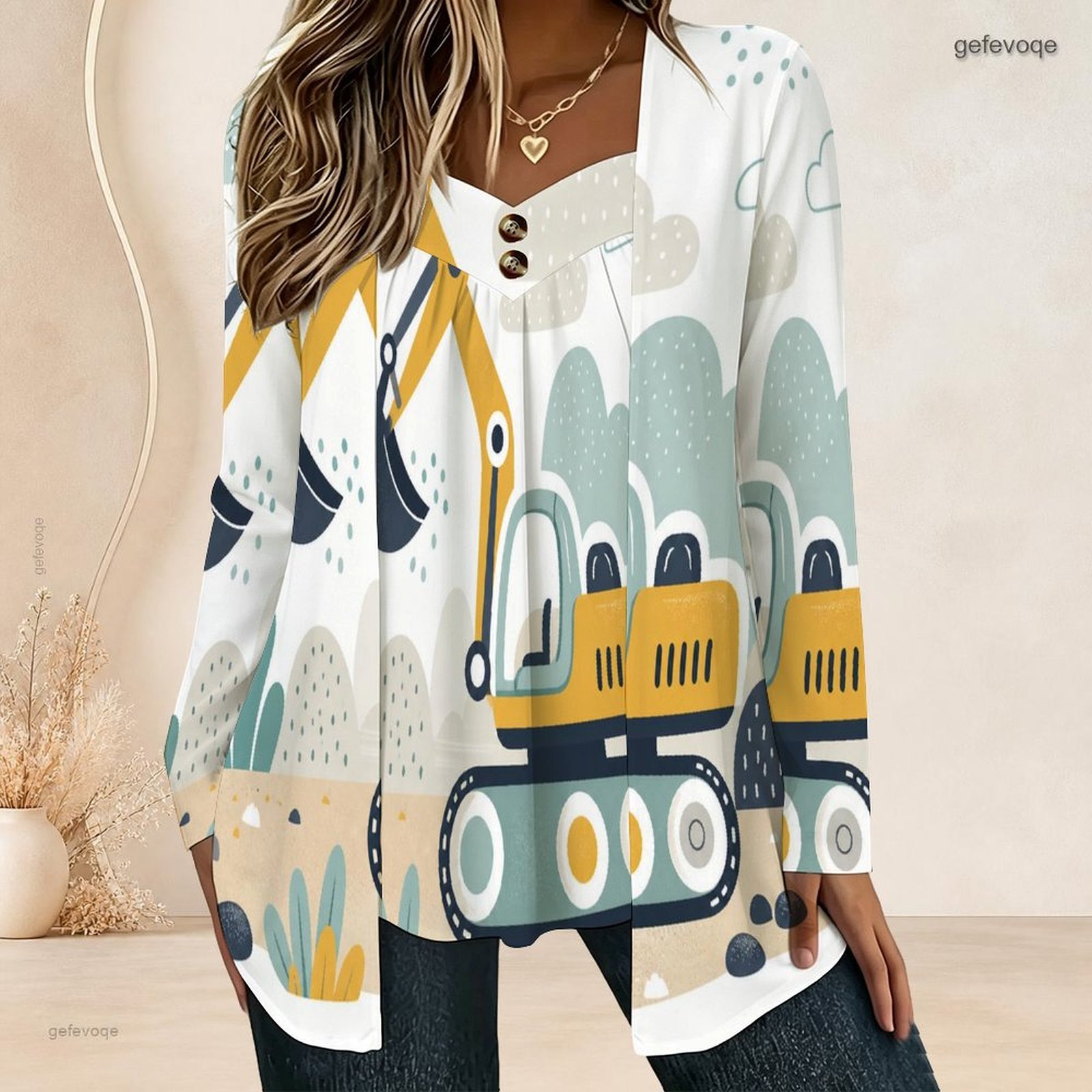 Blouses - Dames nep-tweedelig blouse met lange mouwen,