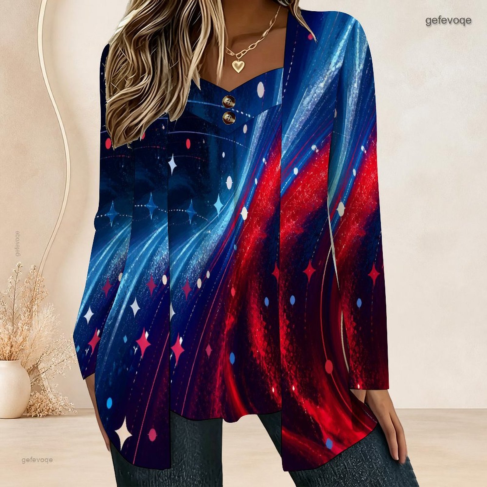 Blouses - Dames nep-tweedelig blouse met lange mouwen,