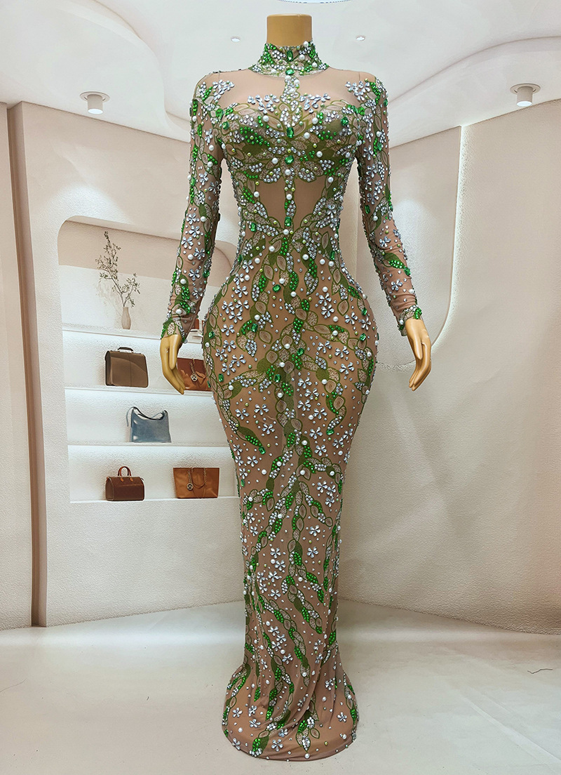 Sparkly Rhinestone Club Party Dress - Een Prachtige Avondjurk Lange Jurk Verjaardag