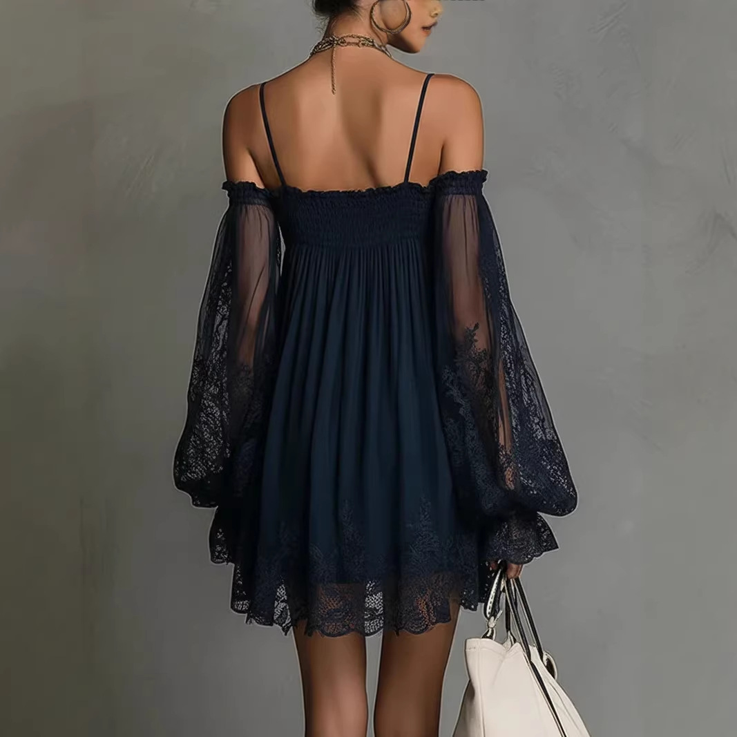 Off-shoulder dames mini-jurk,  - French Vintage Floral Midi Dress recensie en prijs