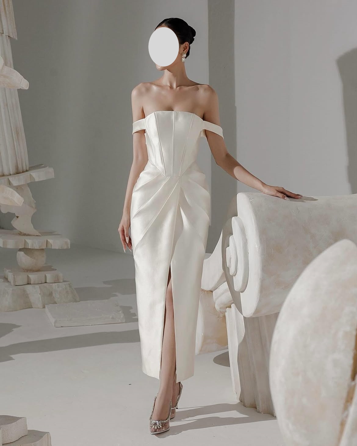 QR Op maat gemaakte off-should - Elegant Satin Evening Gown Split recensie en prijs