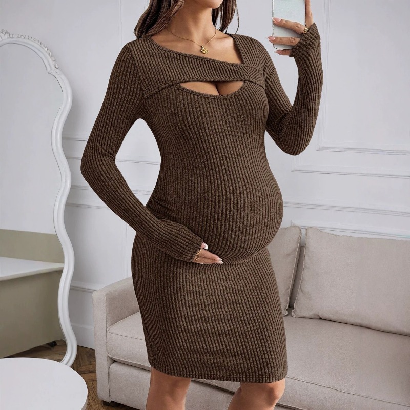 Zwangerschapskleding Geribbeld - Bodycon Long Sleeve Ribbed Dress recensie en prijs